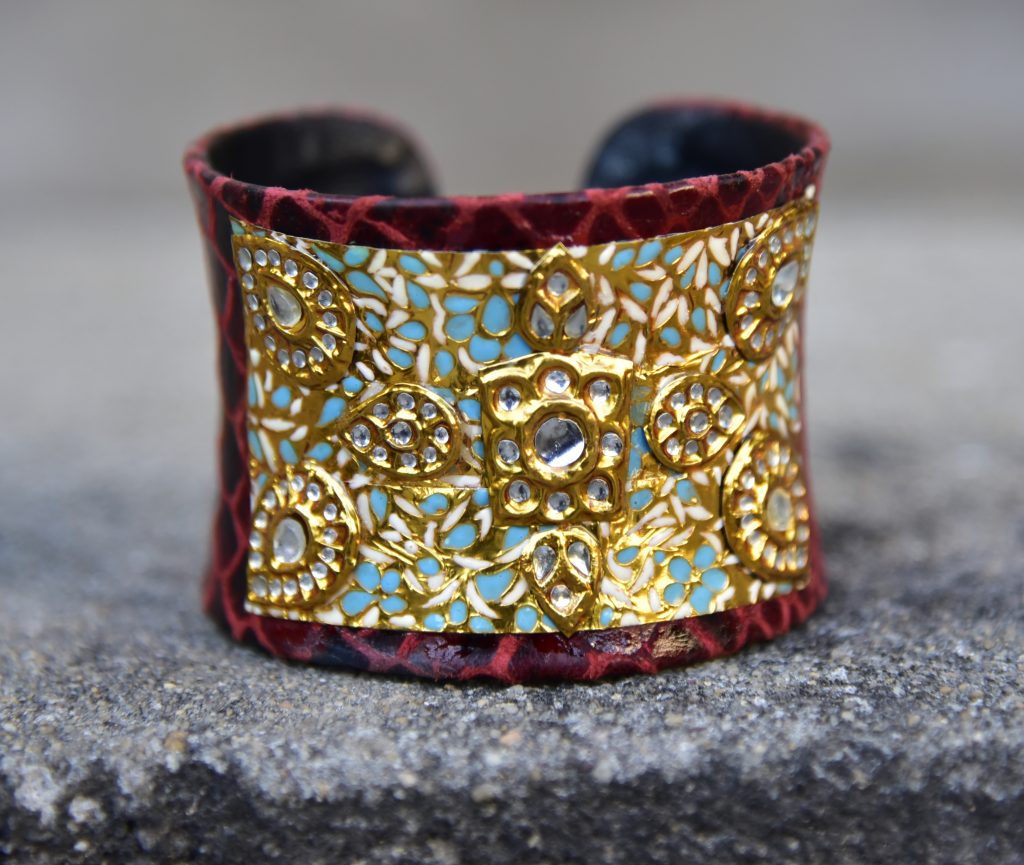 Goldfoil handcrafted Leather Cuff